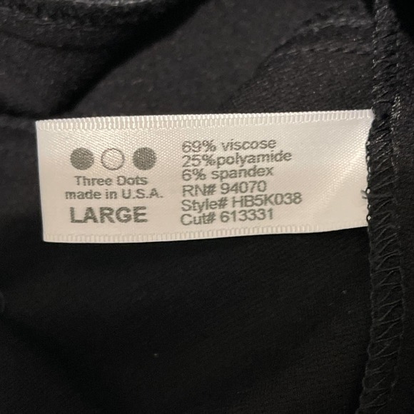 Three Dots Black V Neck Long Sleeve Bodycon Dress Large Pre-owned - Picture 6 of 9